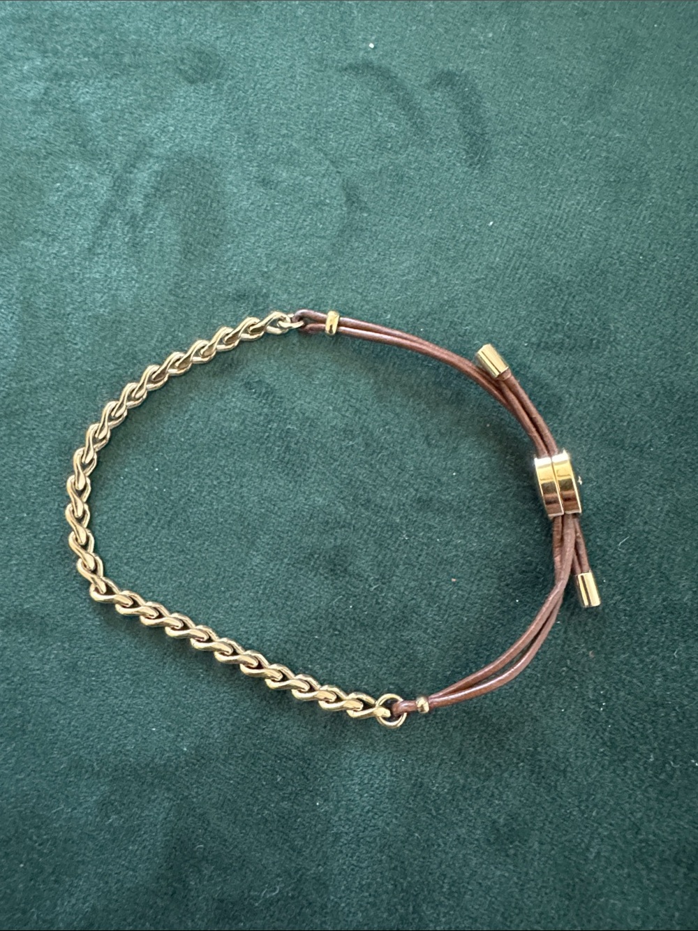 Leather and gold chain Fossil bracelet - Picture 4 of 4